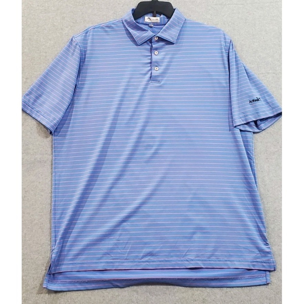 Peter Millar Halifax Stripe Stretch Polo Summer Comfort XL Blue Pink